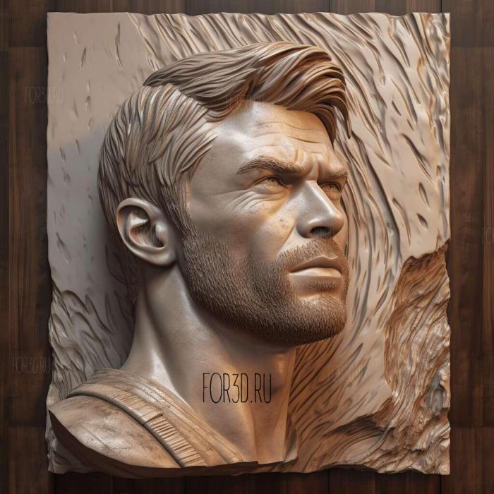 Chris Hemsworth 3 stl model for CNC